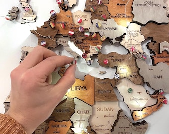 3D Wooden World Map, Living Room Decoration, Wall Art, Bedroom Wall Art, Traveler Gift, Multicolor Map