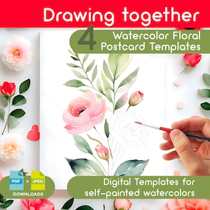 Un conjunto de plantillas para postales o carteles pintados con acuarela. Crea tu propia tarjeta de felicitación única