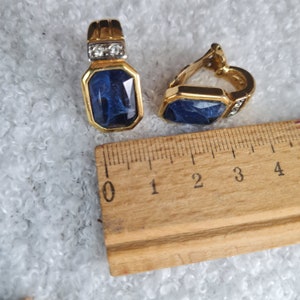 Clips d'oreilles vintage doré et pâte de verre bleu ou cristal au choix. image 9