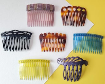 Vintage plastic comb - 70s/80s - Retro hair accessory - Made in France, Camille Guillot, G Morand, François Huchard.