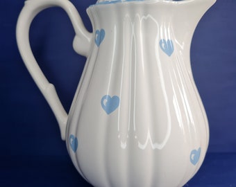 Cafetière en porcelaine Salins blanche à cœurs bleus 75cl