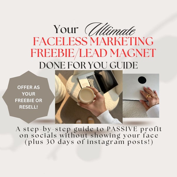 Done for you Faceless Digital Marketing Guide Bundle Private Label Rights PLR DFY Freebie/Lead Magnet Master Resell Rights MRR