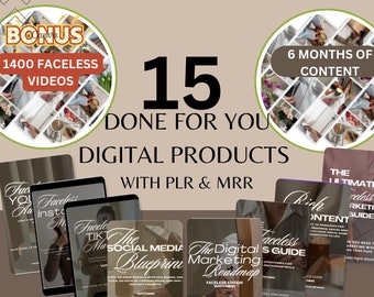 Done for you FACELESS Digital Marketing Guide Bundle mit Master Resell Rights MRR und Private Label Rights PLR Done-For-You Digital Products