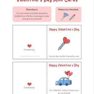 Cartes de Saint-Valentin de construction imprimables, cartes de Saint-Valentin de classe pour les enfants, étiquettes-cadeaux de la Saint-Valentin, téléchargement immédiat
