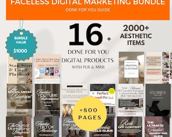 16 faceless Digital Marketing Guide Bundle w Master Resell Rights Digital Marketing PLR Done For You Digital Marketing Guides with MRR DFY