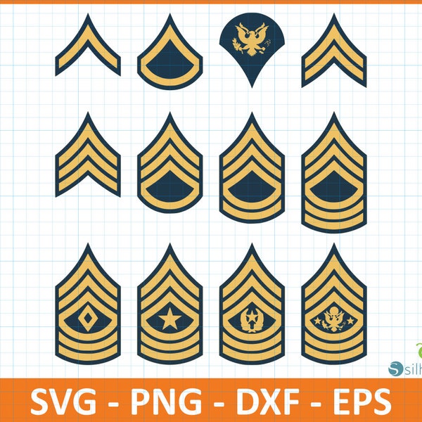 US Army Sergent Enlisted Rank Vectors,SvG,PnG,DxF,EpS file,Instant download,Digital download for creators,Ready for Cricut,Icon for tshirt