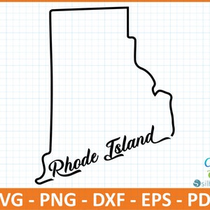 Rhode Island State SvG, PnG, DxF, EpS, PdF-Datei, bereit für Canva, Cricut, Silhouette, Umriss Rhode Island Map, Retro Typografie,Patriotische geschnitten