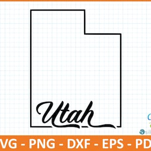 Utah State SvG, PnG, DxF, EpS, PdF-Datei, bereit für Canva, Cricut, Silhouette, Umriss Utah Map, Retro Typografie,Patriotische Cut-Datei, US Karte