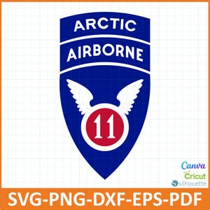 US Army 11th Airborne Division insignia with digital design.Perfect for military veterans, active duty or supporters.Svg,Png,Dxf,Eps,pdf cut