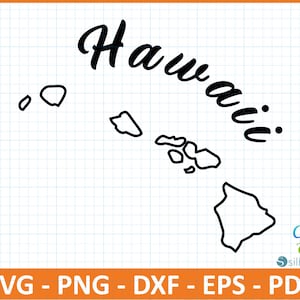 Hawaii State SvG, PnG, DxF, EpS, PdF-Datei, bereit für Canva, Cricut, Silhouette, Umriss Hawaii Karte, Retro Typografie,Patriotische Schneidedatei, US Karte