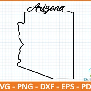 Arizona State SvG, PnG, DxF, EpS, PdF-Datei, bereit für Canva, Cricut, Silhouette, Umriss Arizona Karte, Retro Typografie,Patriotische Schneidedatei, US Karte