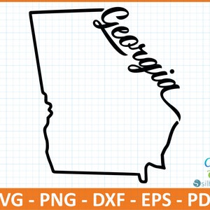 État de Géorgie SvG, PnG, DxF, EpS, fichier PdF, prêt pour toile, Cricut, Silhouette, contour de la carte de la Géorgie, typographie rétro, Svg patriotique, fichier de coupe, carte des États-Unis