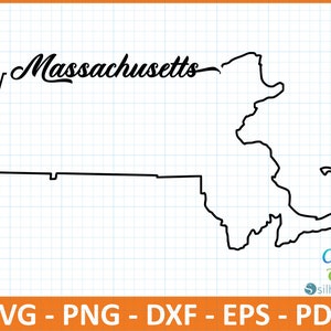 Massachusetts State SvG, PnG, DxF, Eps, PdF-bestand, klaar voor Canva, Cricut, silhouet, overzicht Massachusetts kaart, retro typografie, patriottische Svg
