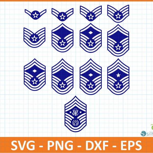 US Air Force Enlisted Rank Vectors,SvG,PnG,DxF,EpS file,Instant download,Digital download for creators,Ready for Cricut,Icon for tshirt,Gift