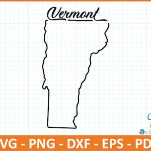 Vermont State SvG, PnG, DxF, EpS, PdF-Datei, bereit für Canva, Cricut, Silhouette, Umriss Vermont Map, Retro Typografie,Patriotische geschnitten Datei, US-Karte