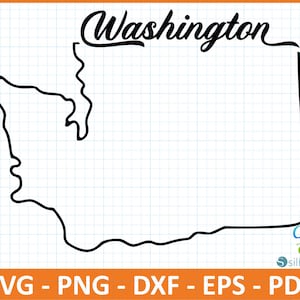 De staat Washington SvG, PnG, DxF, Eps, PdF-bestand, klaar voor Canva, Cricut, silhouet, overzicht van de kaart van Washington, retro typografie, patriottische Svg, gesneden bestand