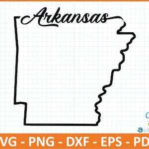 Arkansas State SvG, PnG, DxF, EpS, PdF-Datei, bereit für Canva, Cricut, Silhouette, Umriss Arkansas Karte, Retro Typografie,Patriotisch Schneidedatei, US Ma