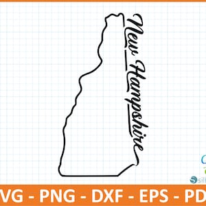 New Hampshire State SvG, PnG, DxF, EpS, PdF-Datei, bereit für Canva, Cricut, Silhouette, Umriss New Hampshire Map, Retro Typografie,Patriotische geschnitten