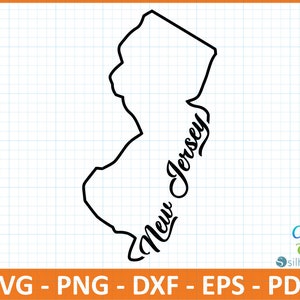 New Jersey State SvG, PnG, DxF, EpS, PdF-Datei, bereit für Canva, Cricut, Silhouette, Umriss New Jersey Map, Retro Typografie,Patriotische Schneidedatei