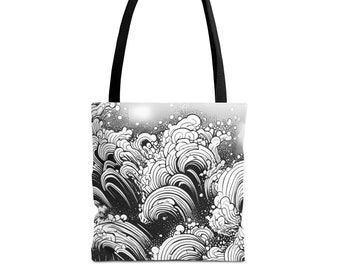 Ocean Waves Swirling Tote Bag - Carry Coastal Charm with Every Step