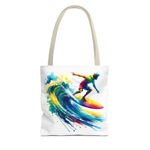 Surfing Watercolors Tote Bag - Carry Coastal Charm with Every Step image 4