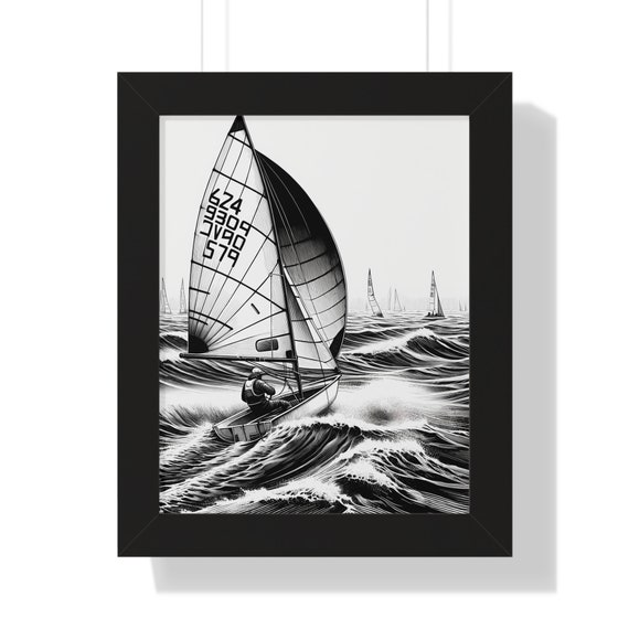 Optimist Sailing Vertical Poster in Frame: Navigate Towards Adventure and Freedom