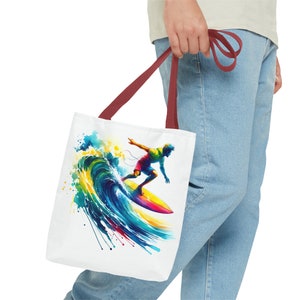 Surfing Watercolors Tote Bag - Carry Coastal Charm with Every Step image 10