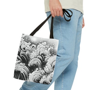 Ocean Waves Swirling Tote Bag - Carry Coastal Charm with Every Step image 7