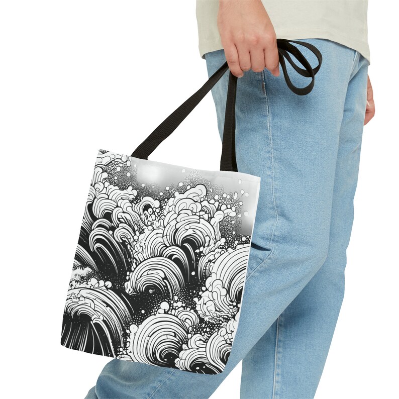 Ocean Waves Swirling Tote Bag - Carry Coastal Charm with Every Step image 7