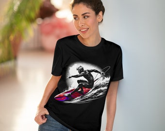 100% Organic Surfing T-shirt - Red Surfboard