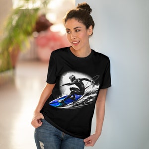 100% Organic Surfing T-shirt - Blue Surfboard image 1