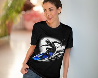 100% Organic Surfing T-shirt - Blue Surfboard