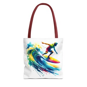 Surfing Watercolors Tote Bag - Carry Coastal Charm with Every Step image 2