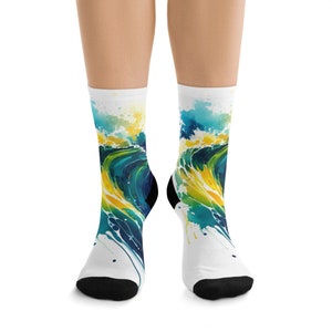 Watercolor Waves Swirling Socks - A Splash of Magic with these Eco-Friendly Beauties image 1