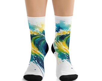 Watercolor Waves Swirling Socks - A Splash of Magic with these Eco-Friendly Beauties