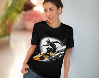 T-shirt da surf 100% organica - Tavola da surf gialla