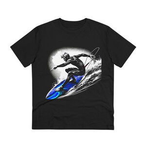 100% Organic Surfing T-shirt - Blue Surfboard image 2