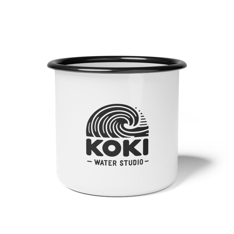 Koki Water Studio enamel camp cup | wave logo camping mug image 1