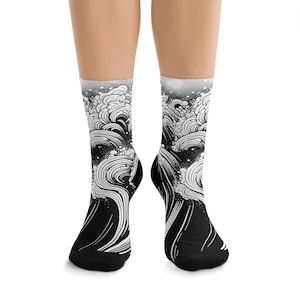 Ocean Waves Swirling Socks - Ride the Wave of Style with these Eco-Friendly Beauties