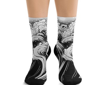 Ocean Waves Swirling Socks - Ride the Wave of Style with these Eco-Friendly Beauties