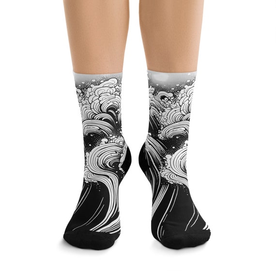 Ocean Waves Swirling Socks - Ride the Wave of Style with these Eco-Friendly Beauties