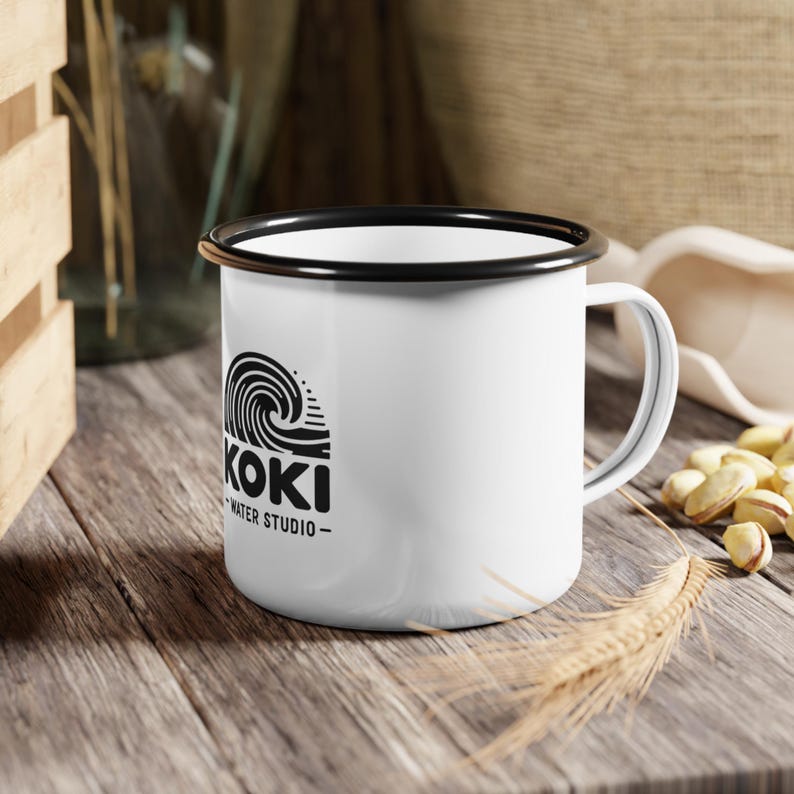 Koki Water Studio enamel camp cup | wave logo camping mug image 3