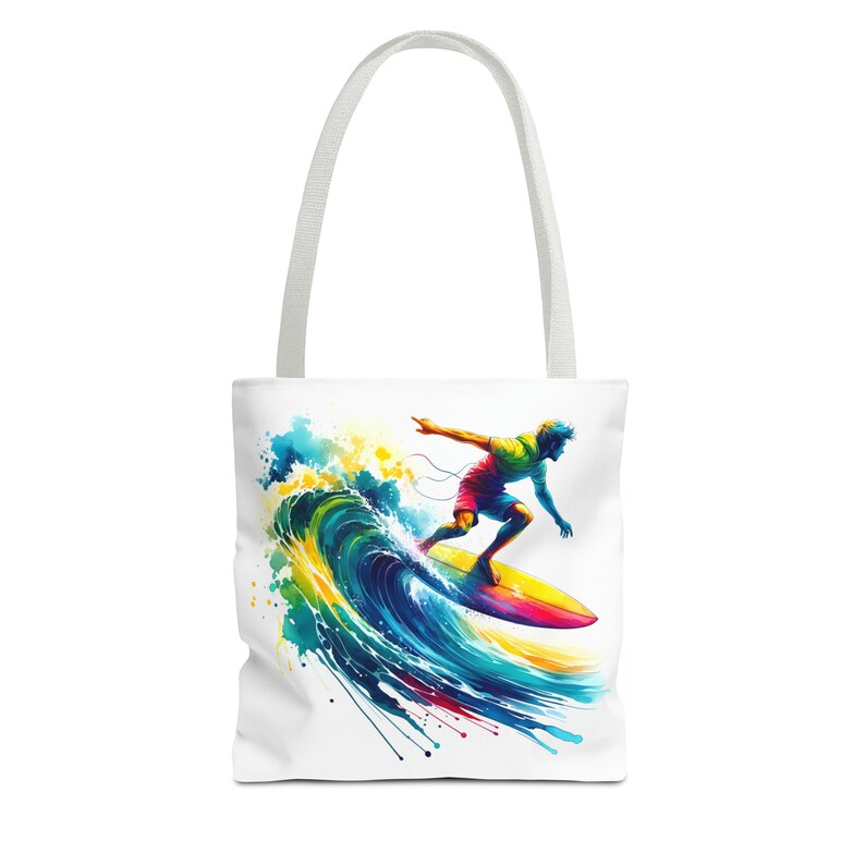 Surfing Watercolors Tote Bag - Carry Coastal Charm with Every Step image 3