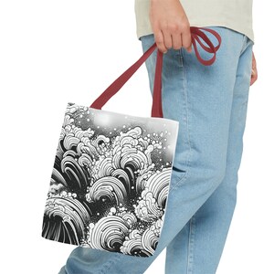 Ocean Waves Swirling Tote Bag - Carry Coastal Charm with Every Step image 10