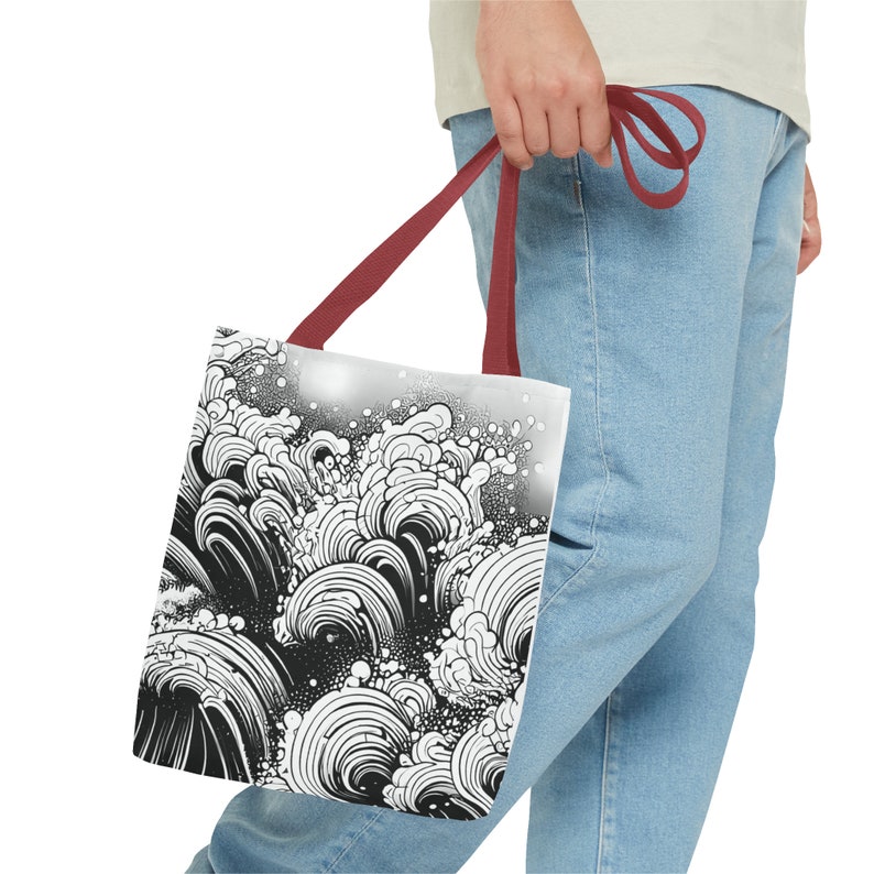 Ocean Waves Swirling Tote Bag - Carry Coastal Charm with Every Step image 10