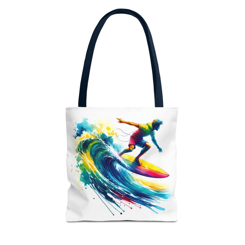 Surfing Watercolors Tote Bag - Carry Coastal Charm with Every Step image 5