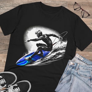 100% Organic Surfing T-shirt - Blue Surfboard image 4