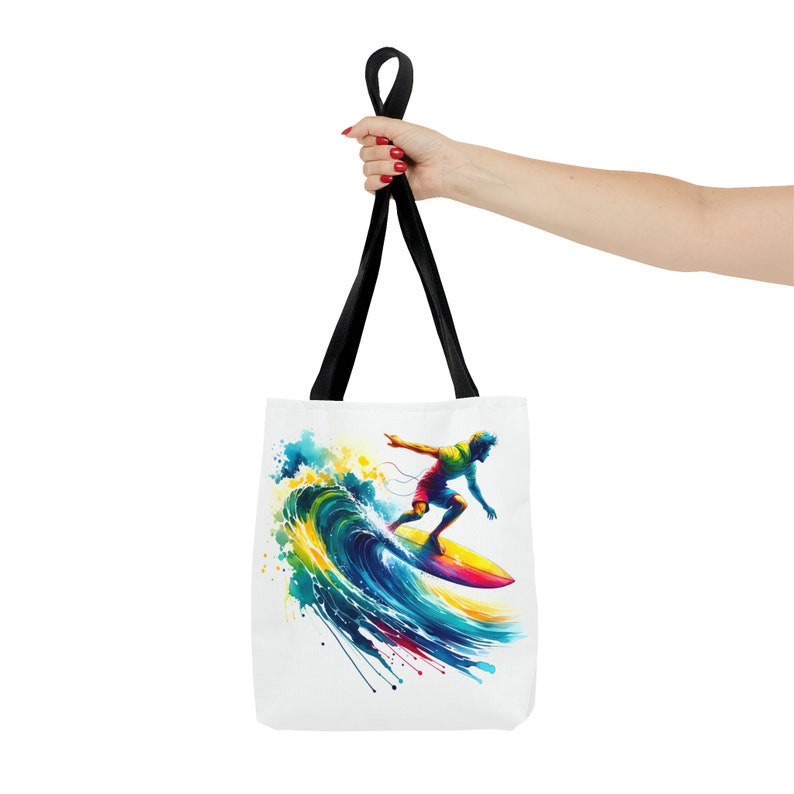 Surfing Watercolors Tote Bag - Carry Coastal Charm with Every Step image 8