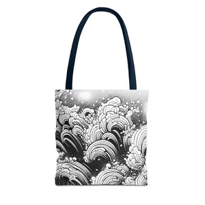 Ocean Waves Swirling Tote Bag - Carry Coastal Charm with Every Step image 5