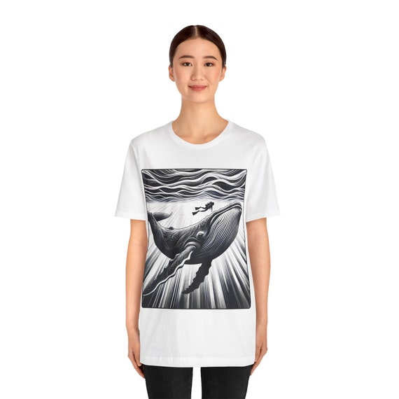 Diving with a Whale T-Shirt - Dive into Adventure with this Unisex Tee
